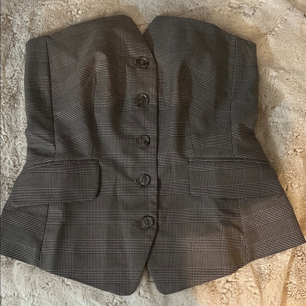NWOT Banana Republic Plaid Button-Up Strapless Bustier